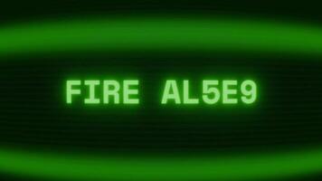vecchio verde tv schermo mostrando testo fuoco mettere in guardia apparendo nel casuale problema tecnico e codifica stile video