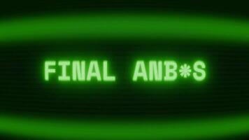 vecchio verde tv schermo mostrando testo finale mettere in guardia apparendo nel casuale problema tecnico e codifica stile video