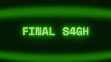 gammal grön TV skärm som visar text slutlig steg visas i slumpmässig tekniskt fel och kodning stil video