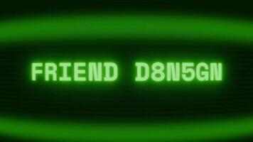 Old green TV screen showing text FRIEND ACCEPT appearing in random glitch and coding style video