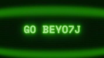 gammal grön TV skärm som visar text gå bortom visas i slumpmässig tekniskt fel och kodning stil video