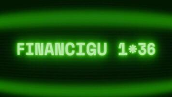 vecchio verde tv schermo mostrando testo finanziario obbiettivo apparendo nel casuale problema tecnico e codifica stile video