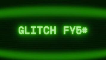 Old green TV screen showing text GLITCH MODE appearing in random glitch and coding style video