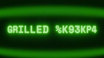 velho verde televisão tela mostrando texto grelhado frango aparecendo dentro aleatória falha e codificação estilo video