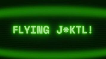 vecchio verde tv schermo mostrando testo volante piattino apparendo nel casuale problema tecnico e codifica stile video