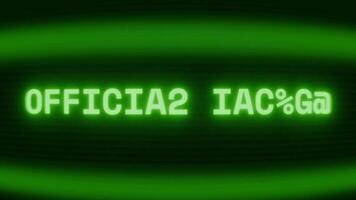 oud groen crt scherm tonen tekst officieel verslag doen van verschijnen in willekeurig glitch en codering stijl video