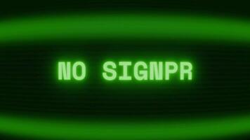 vecchio verde crt schermo mostrando testo no segnale apparendo nel casuale problema tecnico e codifica stile video