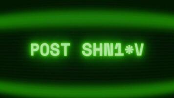 gammal grön crt skärm som visar text posta delad visas i slumpmässig tekniskt fel och kodning stil video