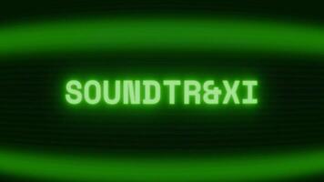 velho verde televisão tela mostrando texto trilha sonora aparecendo dentro aleatória falha e codificação estilo video