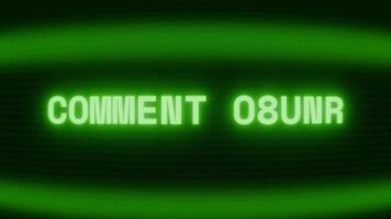 velho verde crt tela mostrando texto Comente aparecendo dentro aleatória falha e codificação estilo video
