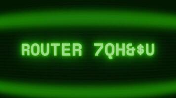 gammal grön crt skärm som visar text router uppkopplad visas i slumpmässig tekniskt fel och kodning stil video