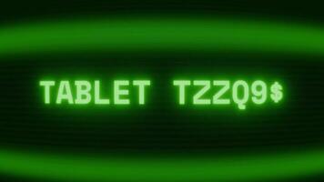 gammal grön crt skärm som visar text läsplatta enhet visas i slumpmässig tekniskt fel och kodning stil video