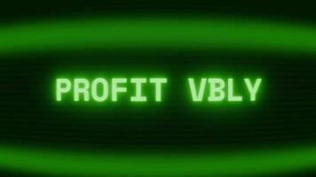 vieux vert crt écran montrant texte profit perte apparaissant dans Aléatoire pépin et codage style video