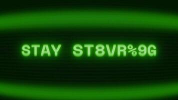 alt Grün crt Bildschirm zeigen Text bleibe stärker erscheint im zufällig Panne und Codierung Stil video