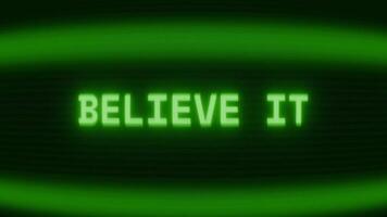 vieux vert crt écran montrant texte croyez il apparaissant dans Aléatoire pépin et codage style video