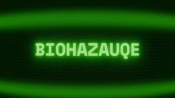 gammal grön crt skärm som visar text biohazard visas i slumpmässig tekniskt fel och kodning stil video