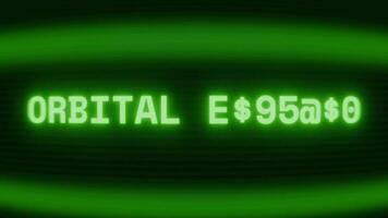 alt Grün crt Bildschirm zeigen Text Orbital Bahnhof erscheint im zufällig Panne und Codierung Stil video