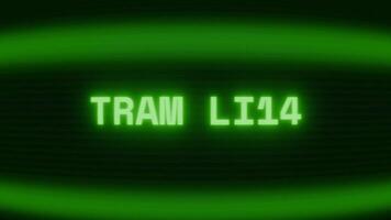 antiguo verde crt pantalla demostración texto tranvía línea apareciendo en aleatorio falla y codificación estilo video