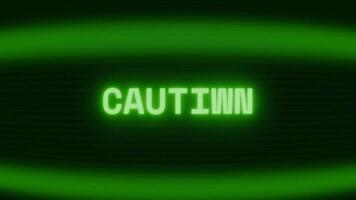 gammal grön skärm som visar text varning visas i slumpmässig tekniskt fel och kodning stil video