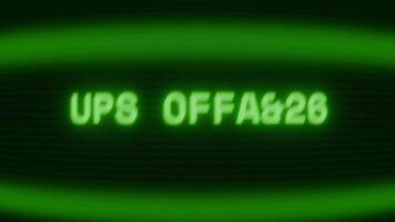 gammal grön crt skärm som visar text Posten off-line visas i slumpmässig tekniskt fel och kodning stil video