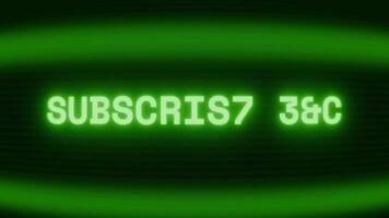 gammal grön crt skärm som visar text prenumerera nu visas i slumpmässig tekniskt fel och kodning stil video