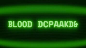 velho verde crt tela mostrando texto sangue doação aparecendo dentro aleatória falha e codificação estilo video