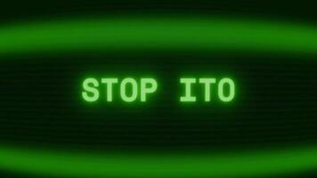 alt Grün crt Bildschirm zeigen Text halt es erscheint im zufällig Panne und Codierung Stil video