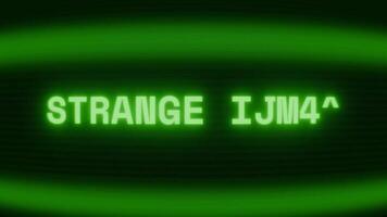 vecchio verde crt schermo mostrando testo strano leggero apparendo nel casuale problema tecnico e codifica stile video