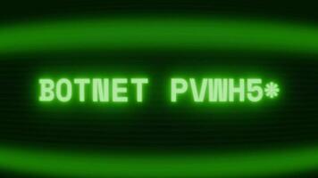 gammal grön crt skärm som visar text botnet aktiva visas i slumpmässig tekniskt fel och kodning stil video