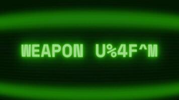 gammal grön crt skärm som visar text vapen deploy visas i slumpmässig tekniskt fel och kodning stil video