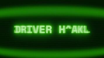 oud groen crt scherm tonen tekst bestuurder mislukken verschijnen in willekeurig glitch en codering stijl video