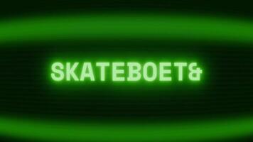 gammal grön TV skärm som visar text skateboard visas i slumpmässig tekniskt fel och kodning stil video