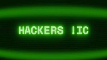 velho verde crt tela mostrando texto hackers cubo aparecendo dentro aleatória falha e codificação estilo video