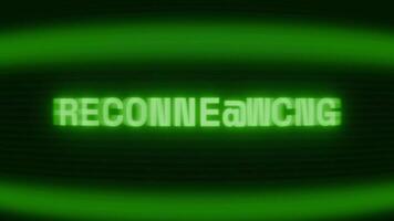 gammal grön crt skärm som visar text återanslutning visas i slumpmässig tekniskt fel och kodning stil video