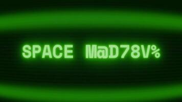 velho verde televisão tela mostrando texto espaço missão aparecendo dentro aleatória falha e codificação estilo video