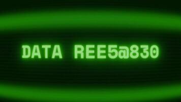 gammal grön crt skärm som visar text data mottagen visas i slumpmässig tekniskt fel och kodning stil video