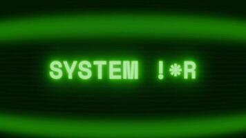 alt Grün crt Bildschirm zeigen Text System Ende erscheint im zufällig Panne und Codierung Stil video