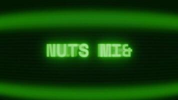 alt Grün crt Bildschirm zeigen Text Nüsse mischen erscheint im zufällig Panne und Codierung Stil video