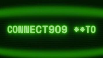 antiguo verde crt pantalla demostración texto conexión perdido apareciendo en aleatorio falla y codificación estilo video