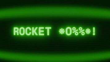 alt Grün crt Bildschirm zeigen Text Rakete starten erscheint im zufällig Panne und Codierung Stil video