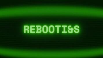 gammal grön crt skärm som visar text omstart visas i slumpmässig tekniskt fel och kodning stil video