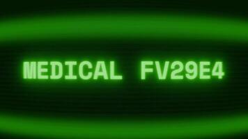 velho verde televisão tela mostrando texto médico dispositivo aparecendo dentro aleatória falha e codificação estilo video