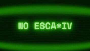vecchio verde crt schermo mostrando testo no fuga apparendo nel casuale problema tecnico e codifica stile video