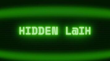 gammal grön crt skärm som visar text dold väg visas i slumpmässig tekniskt fel och kodning stil video