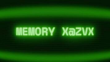 vecchio verde crt schermo mostrando testo memoria fallire apparendo nel casuale problema tecnico e codifica stile video