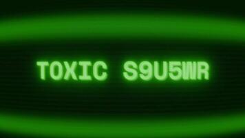 gammal grön crt skärm som visar text toxisk spill visas i slumpmässig tekniskt fel och kodning stil video
