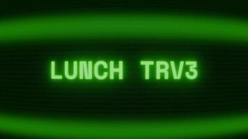 vecchio verde tv schermo mostrando testo pranzo tempo apparendo nel casuale problema tecnico e codifica stile video