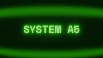 alt Grün crt Bildschirm zeigen Text System auf erscheint im zufällig Panne und Codierung Stil video