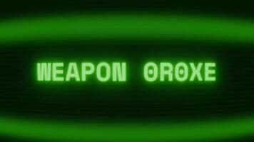 gammal grön crt skärm som visar text vapen kolla upp visas i slumpmässig tekniskt fel och kodning stil video