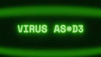 antiguo verde crt pantalla demostración texto virus alerta apareciendo en aleatorio falla y codificación estilo video